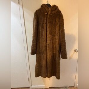 Full Length Brown Faux Fur Coat